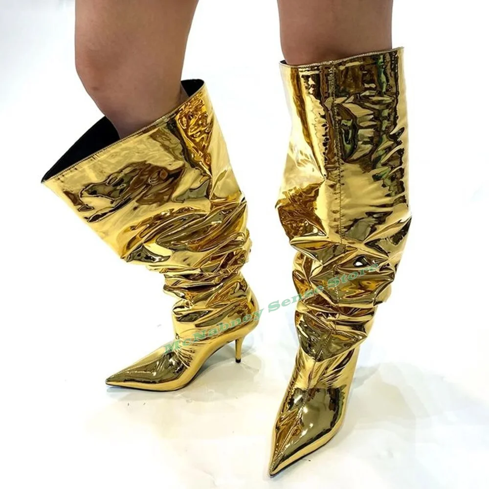 Shiny Leather Long Boots Bling Pointy Toe Stiletto Heels Solid Over The Knee Boots Women Sexy Shoes Spring Elastic Slip On Shoes
Shiny Leather Long Boots Bling Pointy Toe Stiletto Heels Solid Over The Knee Boots Women Sexy Shoes Spring Elastic Slip On Shoes