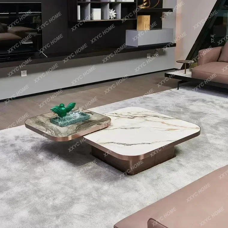 Light luxury coffee table Modern rotatable square combination tea table Rock slab tea table
Light luxury coffee table Modern rotatable square combination tea table Rock slab tea table