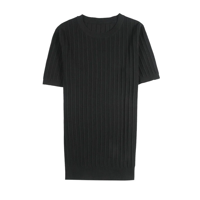 Trendy Men's Round Neck Short-sleeved Sweater Slim-fitting Trendy Brand Half-sleeved Striped Knitted Sweater Elastic T-shirt
Trendy Men's Round Neck Short-sleeved Sweater Slim-fitting Trendy Brand Half-sleeved Striped Knitted Sweater Elastic T-shirt
