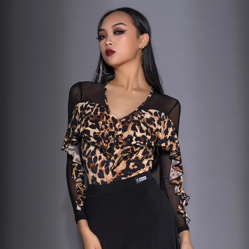 New Latin Dance Training Tops Women'S Onesie Mesh Ruffled Shirts Modern Dance Bodysuit Latin Dance Performance Costumes DQS8939
New Latin Dance Training Tops Women'S Onesie Mesh Ruffled Shirts Modern Dance Bodysuit Latin Dance Performance Costumes DQS8939