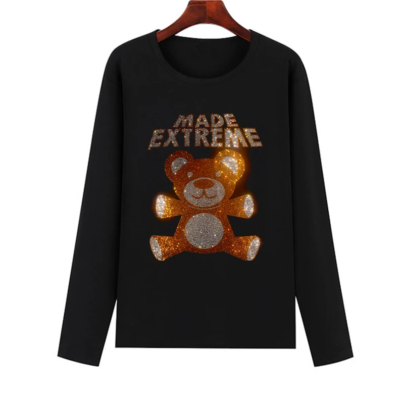 Hot selling diamond bear hot diamond women's T-shirts spring and autumn long-sleeved casual diamond women's T-shirts
Hot selling diamond bear hot diamond women's T-shirts spring and autumn long-sleeved casual diamond women's T-shirts