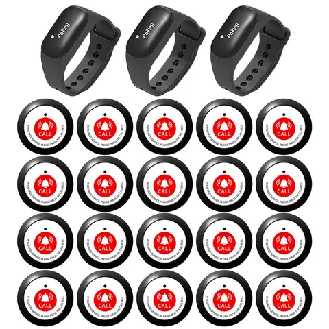 Waterproof Wireless Pager Button Waiter Call Watch Receiver Beeper Service Calling System for Restaurant And Hotel