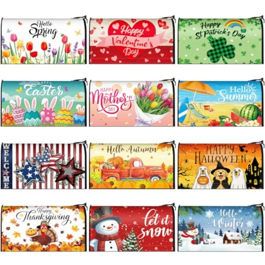 12 Pcs Magnetic Seasonal Mailbox Covers Standard Size 18 x 21 Inch Spring Summer Mailbox Cover Wraps Post Letter Box Wrap for O
12 Pcs Magnetic Seasonal Mailbox Covers Standard Size 18 x 21 Inch Spring Summer Mailbox Cover Wraps Post Letter Box Wrap for O
