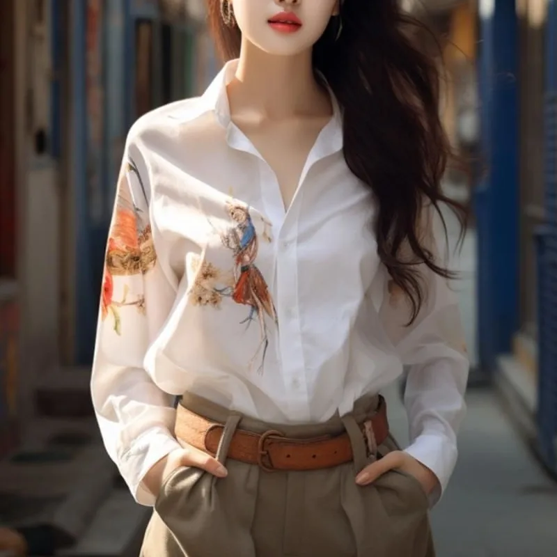 Women's Solid Color Polo-Neck Printed Shirts Tops 2024 Spring New Fashionable Casual Loose Long Sleeve Single-breasted Blouses
Women's Solid Color Polo-Neck Printed Shirts Tops 2024 Spring New Fashionable Casual Loose Long Sleeve Single-breasted Blouses