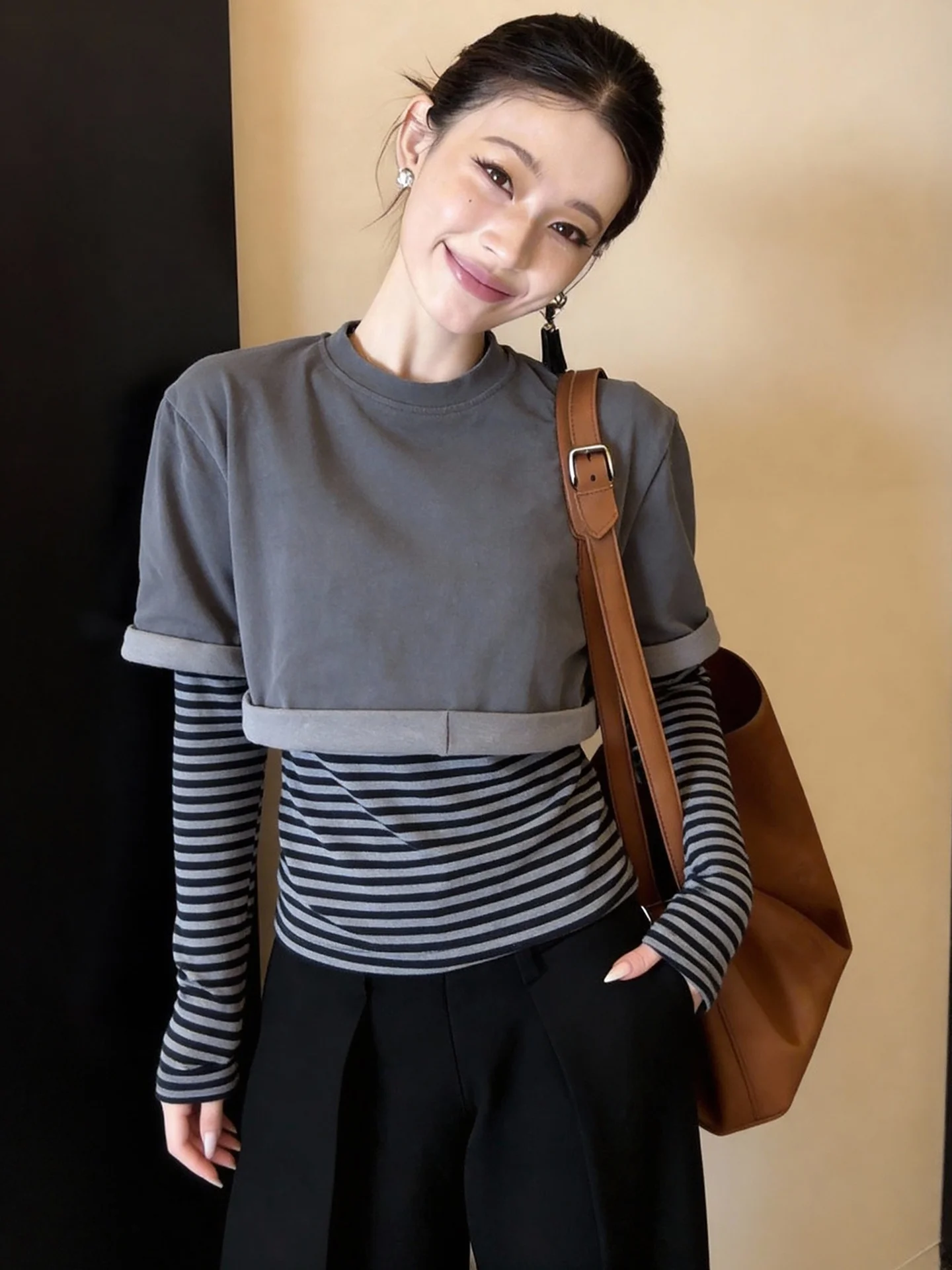 Slimming Stripe Color Block T-Shirt Korean Style Base Shirt Women's Spring Fashion Two-Piece Set Commute Style Long Sleeve ro...
Slimming Stripe Color Block T-Shirt Korean Style Base Shirt Women's Spring Fashion Two-Piece Set Commute Style Long Sleeve ro...