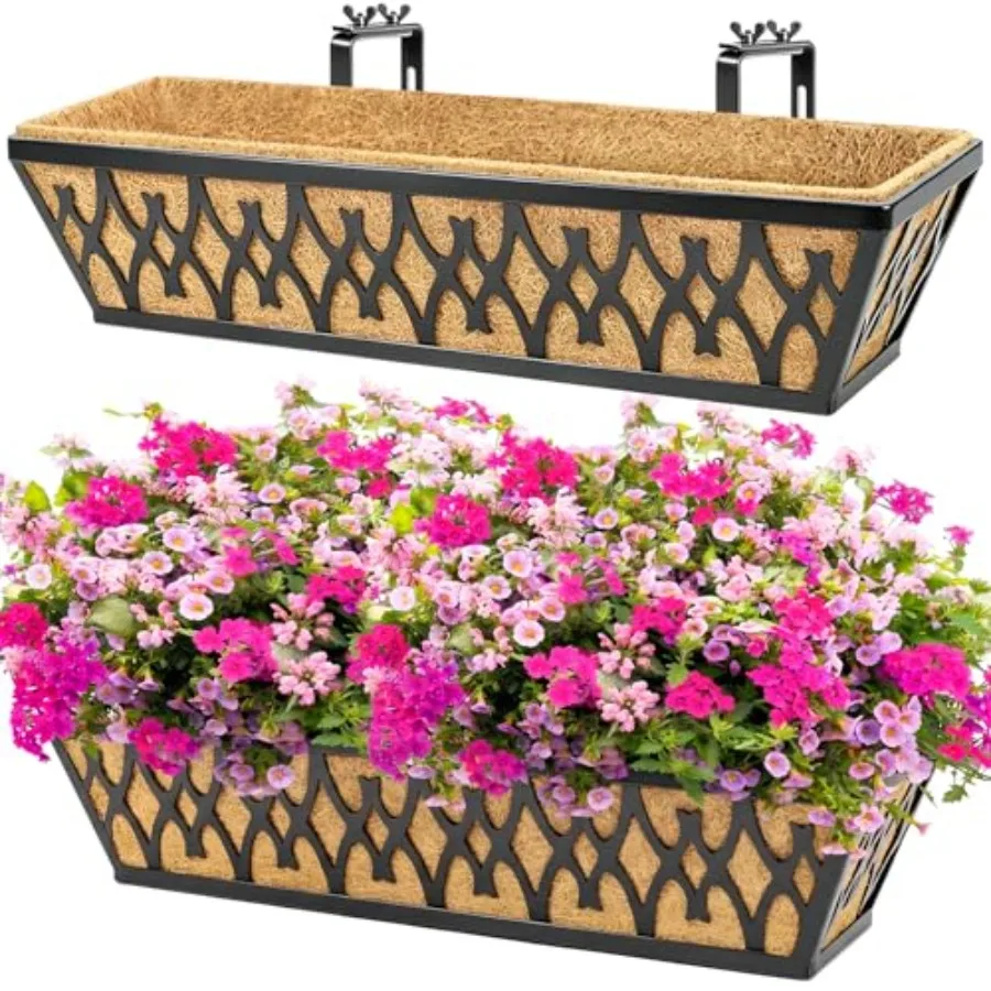 Window Boxes Planters Railing Planter Box with Adjustable Brackets for Porch Fence Patio Balcony Hanging Flower Baskets with Co
Window Boxes Planters Railing Planter Box with Adjustable Brackets for Porch Fence Patio Balcony Hanging Flower Baskets with Co