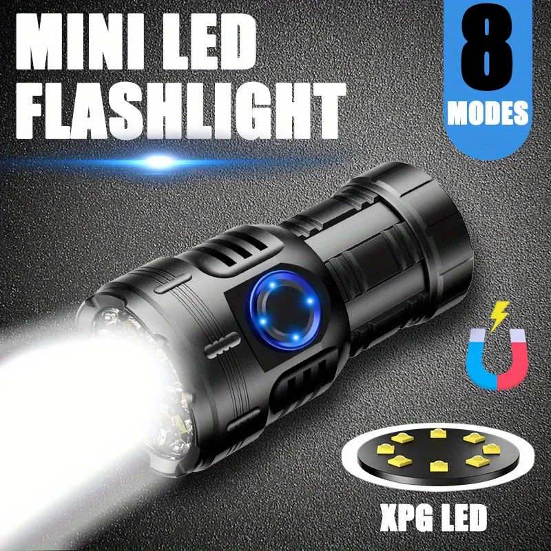 Super Bright LED Flashlight with Magnetic Tail Rechargeable Portable Torch 8 Modes Switching Lighting for Outdoor Home Emergency
Super Bright LED Flashlight with Magnetic Tail Rechargeable Portable Torch 8 Modes Switching Lighting for Outdoor Home Emergency