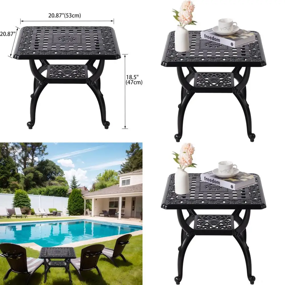 All-Weather Square Black Outdoor Side Table, Ideal for Patio, Garden, or Balcony
All-Weather Square Black Outdoor Side Table, Ideal for Patio, Garden, or Balcony