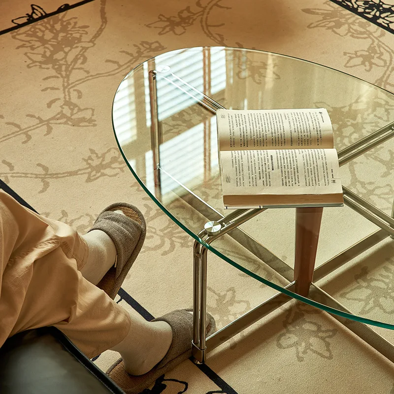 Nordic retro coffee table oval living room 2023 household stainless steel glass
Nordic retro coffee table oval living room 2023 household stainless steel glass