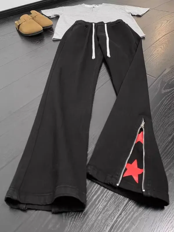 American Sle Straight Leg Jeans Men's Zipper Denim Pants Slim Fit Elastic Waist High Street Knife Flared Pants
American Sle Straight Leg Jeans Men's Zipper Denim Pants Slim Fit Elastic Waist High Street Knife Flared Pants