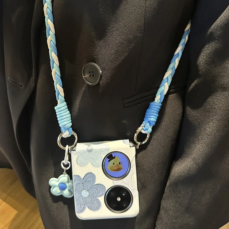 Blue Flower for Huawei Pocket 2 Folding Screen with Crossbody Braided Rope Fresh Cute Plain Leather Case for Huawei P50 Pocket
Blue Flower for Huawei Pocket 2 Folding Screen with Crossbody Braided Rope Fresh Cute Plain Leather Case for Huawei P50 Pocket