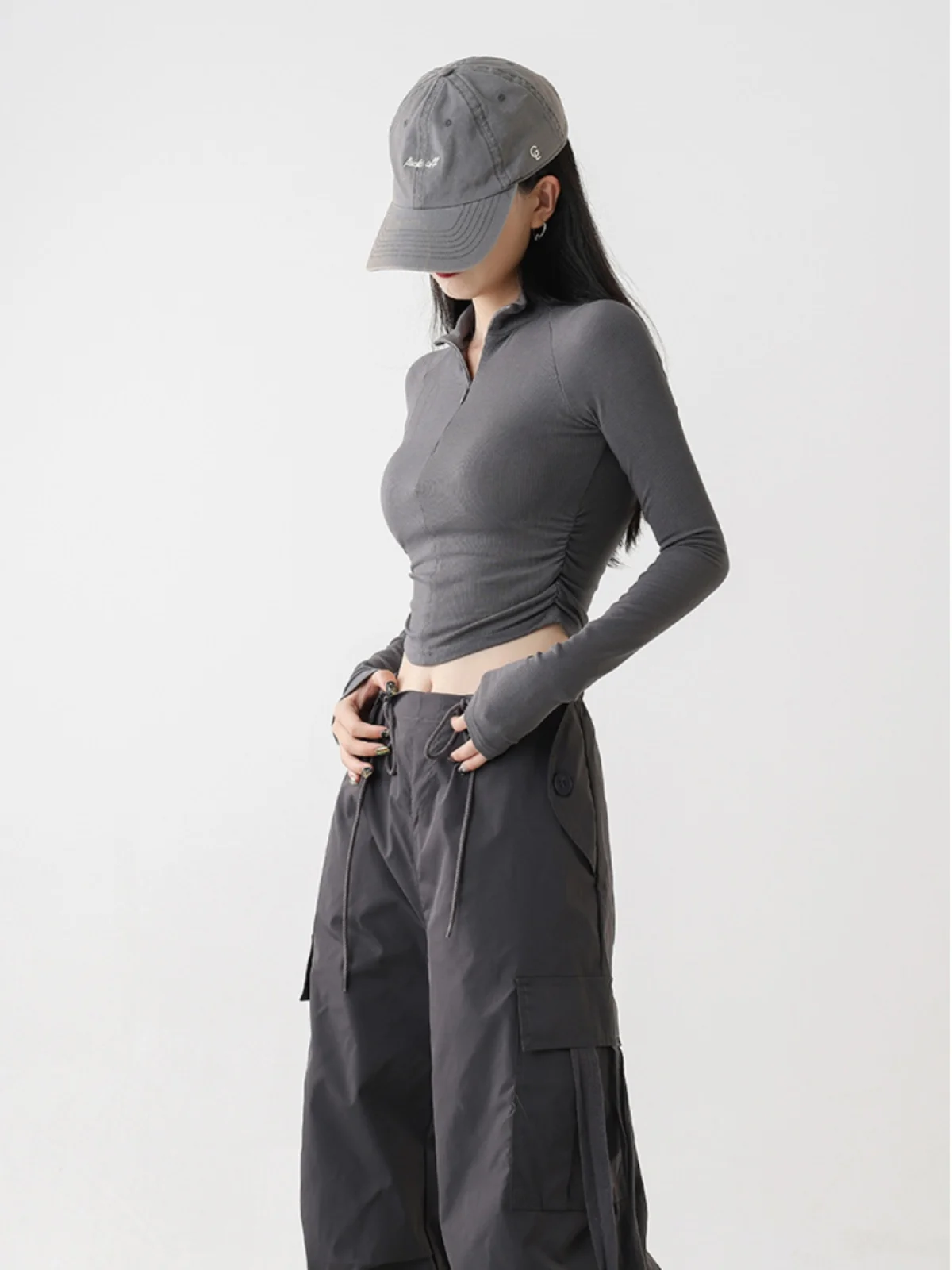 Slim Fit High Collar Zipper Long Sleeve T-Shirt Short Style Women's Fashion Casual Cotton Blend Autumn Top Leaf Xiaowu
Slim Fit High Collar Zipper Long Sleeve T-Shirt Short Style Women's Fashion Casual Cotton Blend Autumn Top Leaf Xiaowu
