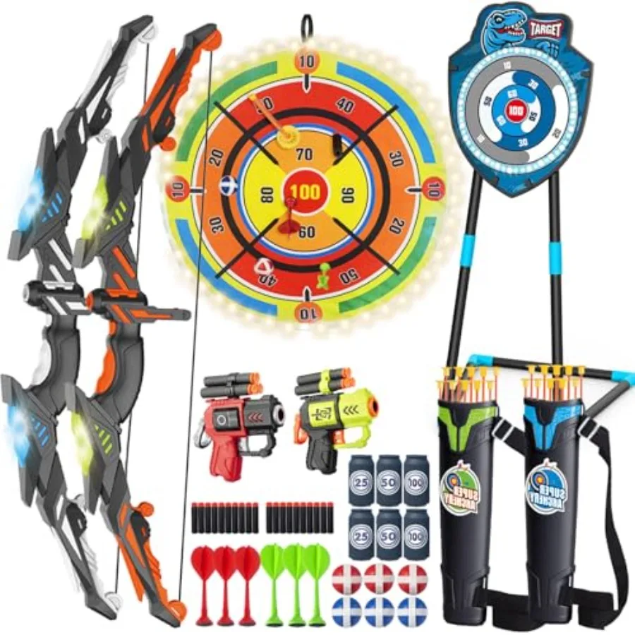 2 Pack LED Archery Set with Standing Target LED Dart Board 20 Suction Cup Arrows Bow and Arrow for 3-12 Indoor Outdoor Sport To
2 Pack LED Archery Set with Standing Target LED Dart Board 20 Suction Cup Arrows Bow and Arrow for 3-12 Indoor Outdoor Sport To