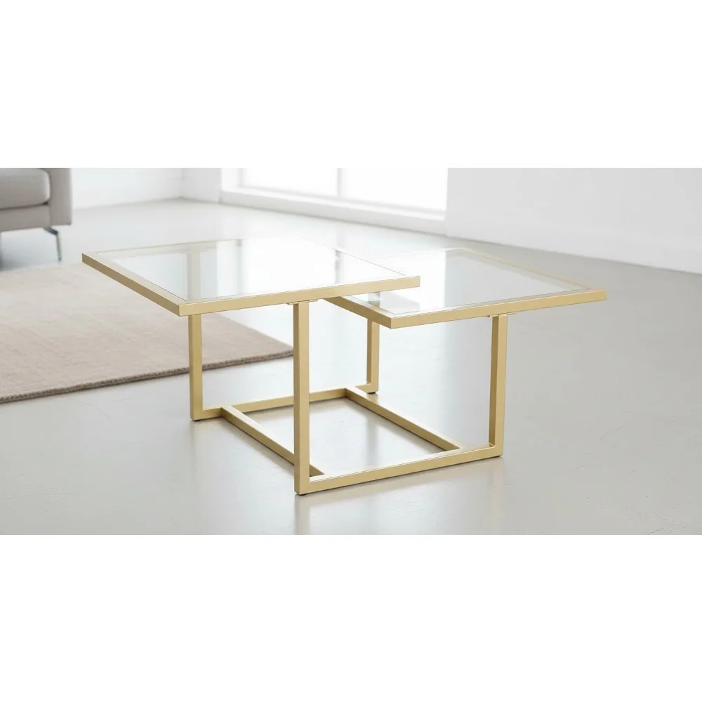 Modern 43" Square Coffee Table with Brass Finish, Tempered Glass Top & Multi-Shelf Storage for Living Room
Modern 43" Square Coffee Table with Brass Finish, Tempered Glass Top & Multi-Shelf Storage for Living Room