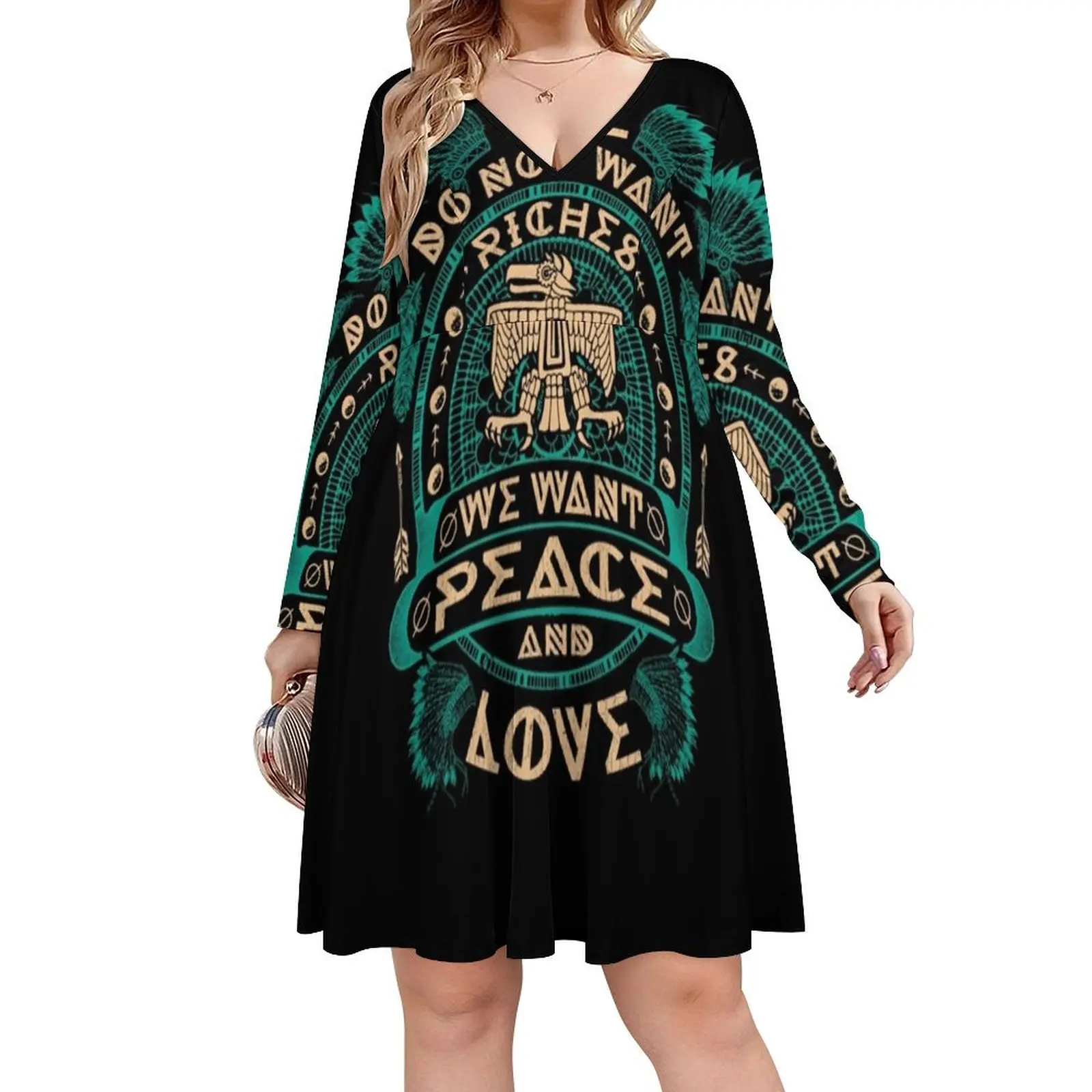 NATIVE AMERICAN WE DO NOT WANT RICHES WE WANT PEACE AND LOVE Oversized V-neck Dress summer dress daily bandage dress
NATIVE AMERICAN WE DO NOT WANT RICHES WE WANT PEACE AND LOVE Oversized V-neck Dress summer dress daily bandage dress