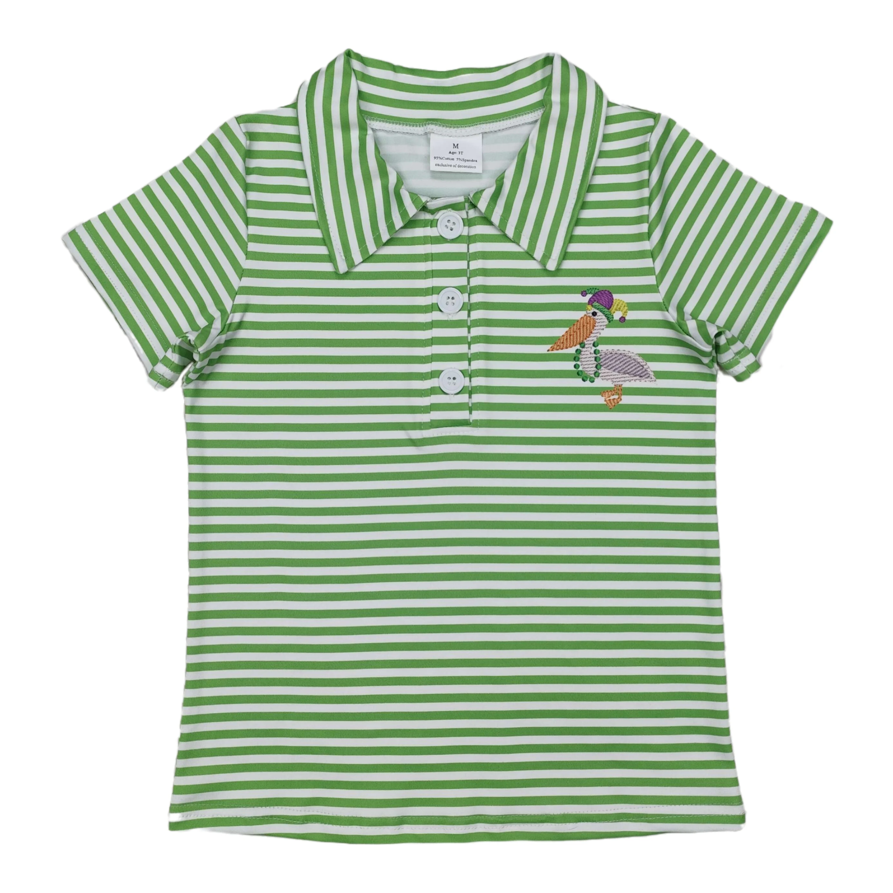 Wholesale Children Short Sleeves Mardi Gras Kids Buttons Green Stripes Tee T-shirts Infant Toddler Baby Boy Embroidery Pullover
Wholesale Children Short Sleeves Mardi Gras Kids Buttons Green Stripes Tee T-shirts Infant Toddler Baby Boy Embroidery Pullover