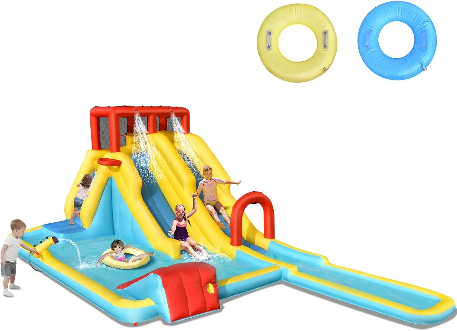 Inflatable Water Slide, Double Slide Giant Water Park Bounce House w/Climbing, Splash Pool, Blow Up Water Slides Inflatables for
Inflatable Water Slide, Double Slide Giant Water Park Bounce House w/Climbing, Splash Pool, Blow Up Water Slides Inflatables for
