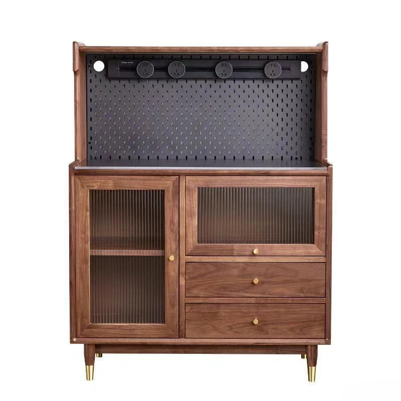 Black walnut side cabinet small apartment tableware storage cabinet
Black walnut side cabinet small apartment tableware storage cabinet