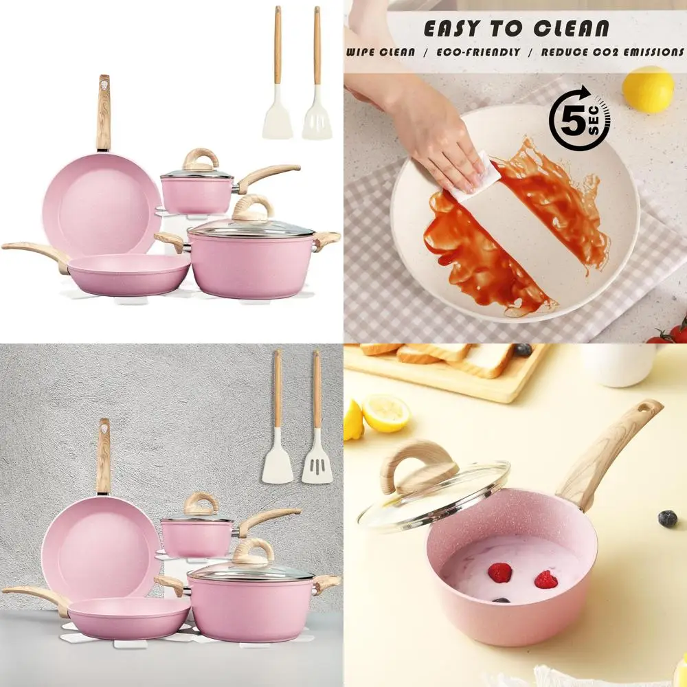 12-Piece Ceramic Non-Stick Cookware Set, Pink, with Utensils and Lids, PFAS-Free Kitchenware
12-Piece Ceramic Non-Stick Cookware Set, Pink, with Utensils and Lids, PFAS-Free Kitchenware