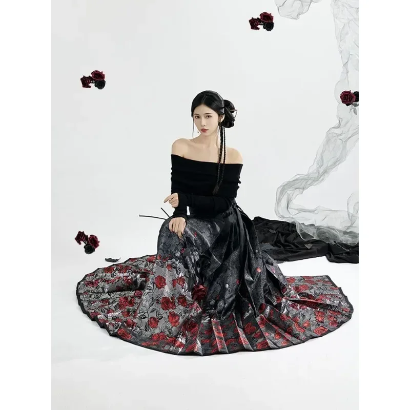 4 Color Heavy Industry Traditional Chinese Rose Weaving Gold Imitation Hanfu Horse Face Skirt Women Elegant Christmas Dress Gift
4 Color Heavy Industry Traditional Chinese Rose Weaving Gold Imitation Hanfu Horse Face Skirt Women Elegant Christmas Dress Gift