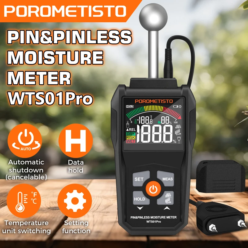 2IN1 Digital Wood Moisture Meter Pin&Pinless Wood Humidity Tester 0~99.9% Timber Damp Wood Detector with LCD Display Hygrometer
2IN1 Digital Wood Moisture Meter Pin&Pinless Wood Humidity Tester 0~99.9% Timber Damp Wood Detector with LCD Display Hygrometer