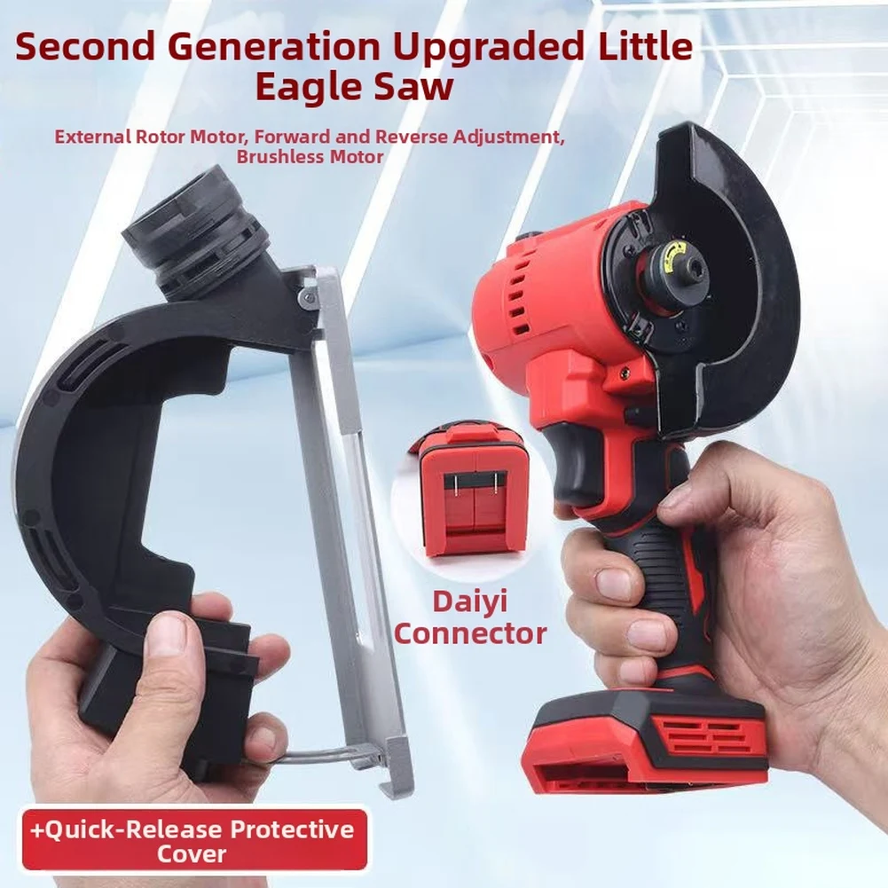 For Precise Angle Cuts Brushless Angle Grinder Reversible Cutting Tool Red Black External Rotor Motor Intricate Cutting Design
