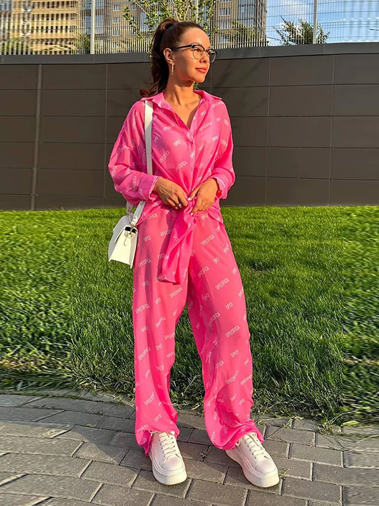 Fashion Letter Printed Shirt Pants Set Women Lapel Long Sleeve Single Breast Blouse Wide Leg Pant 2025 Summer Lady Casual Outfit
Fashion Letter Printed Shirt Pants Set Women Lapel Long Sleeve Single Breast Blouse Wide Leg Pant 2025 Summer Lady Casual Outfit