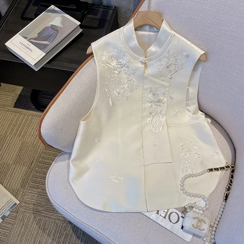 New Chinese Sle White National Trend Jaet Women's Spring Svel Vest Outerwear Tang Costume Song Silk Satin Top
New Chinese Sle White National Trend Jaet Women's Spring Svel Vest Outerwear Tang Costume Song Silk Satin Top