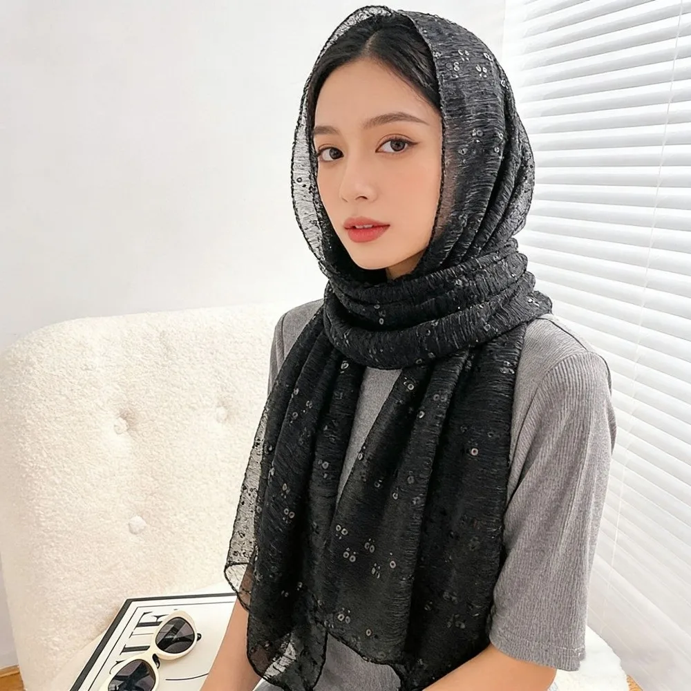 Elegant Shining Sequins Shawl Breathable Lightweight Scarves Thin Transparent Long Silk Scarf Outdoor
Elegant Shining Sequins Shawl Breathable Lightweight Scarves Thin Transparent Long Silk Scarf Outdoor