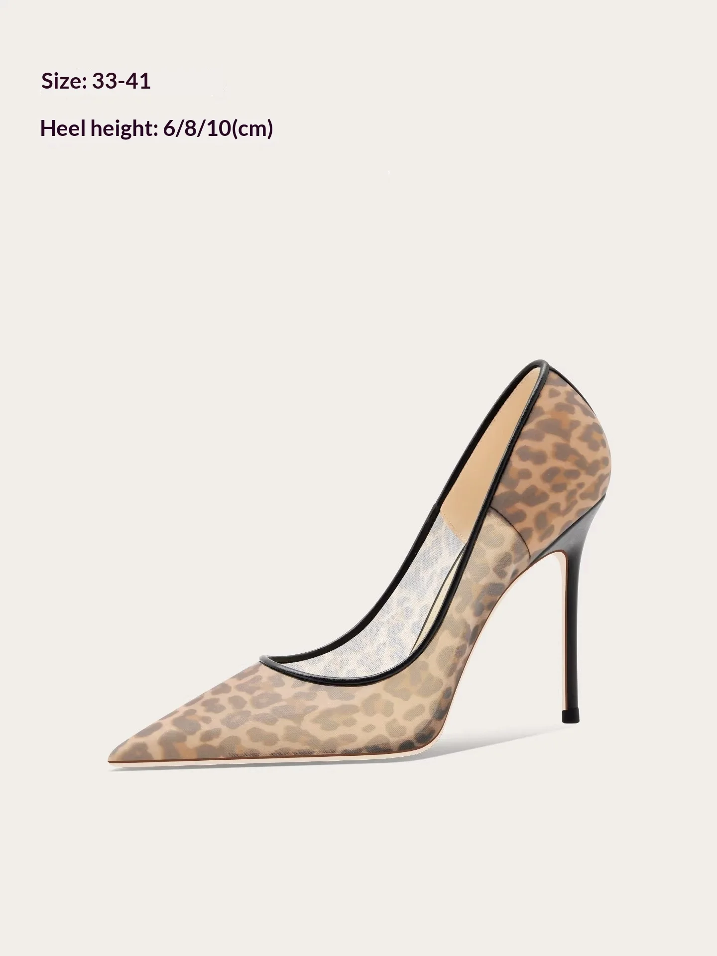 Spring and summer new pointed toe shallow leopard mesh sexy sandals with dress large size small size thin high-heeled women shoe
Spring and summer new pointed toe shallow leopard mesh sexy sandals with dress large size small size thin high-heeled women shoe