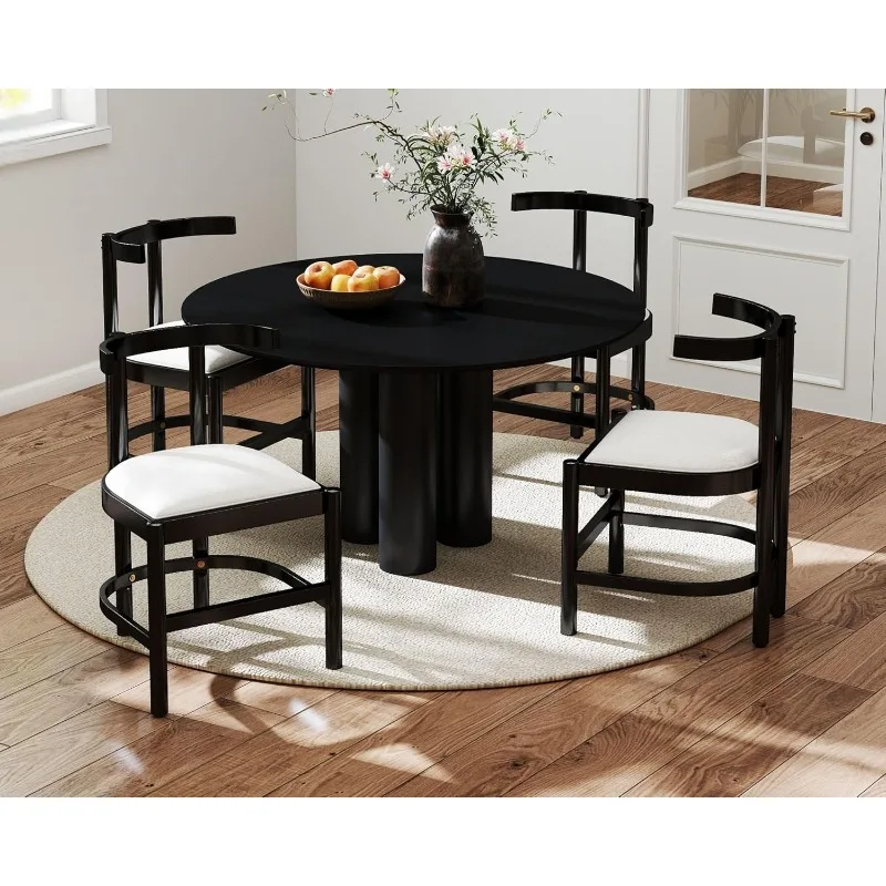 Linen Dining Chairs Set of 4, Upholstered Fabric Kitchen Chairs with Black Solid Wood Frame & Curved Back, Mid Century
Linen Dining Chairs Set of 4, Upholstered Fabric Kitchen Chairs with Black Solid Wood Frame & Curved Back, Mid Century