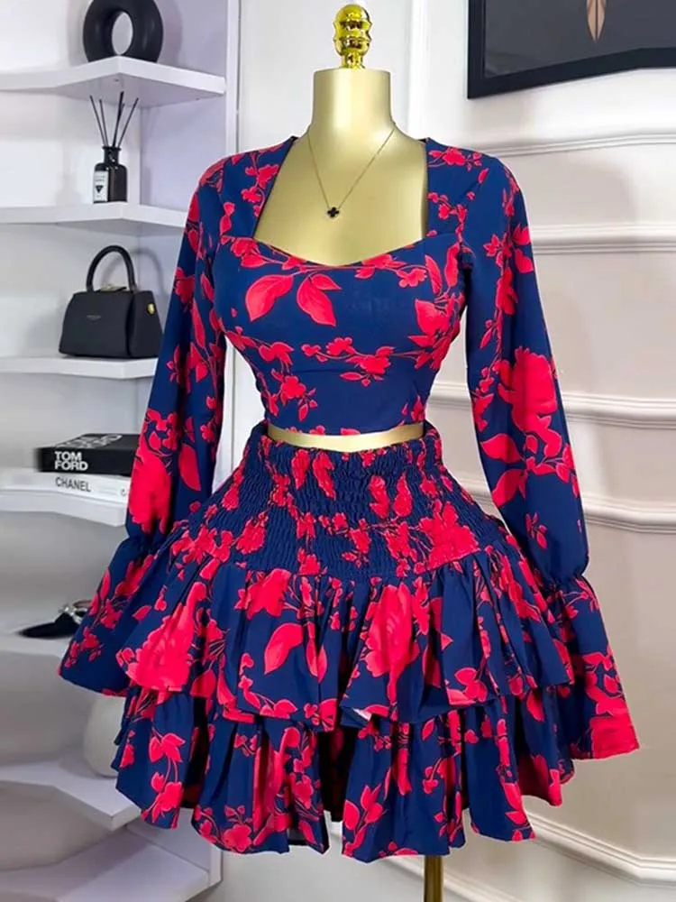 Two-piece Suit with Skirt for Women Spring New in Clothes High Waisted Ruffled Skirt and Flare Sleeves Shirt Sexy Red Outfits
Two-piece Suit with Skirt for Women Spring New in Clothes High Waisted Ruffled Skirt and Flare Sleeves Shirt Sexy Red Outfits