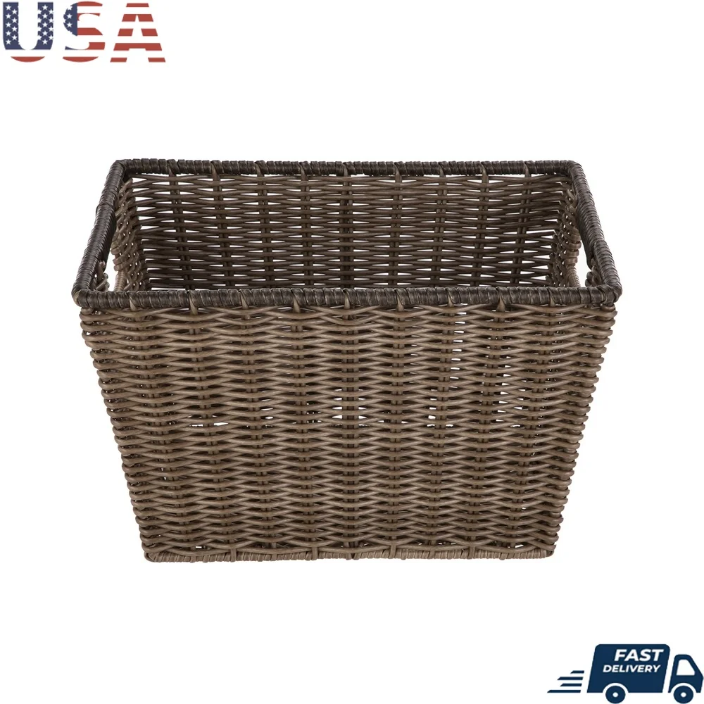 Large Poly Rattan Storage Basket Set with Handles 2 Pack Durable Iron Frame Handcrafted Versatile Indoor Organizer Toiletries
Large Poly Rattan Storage Basket Set with Handles 2 Pack Durable Iron Frame Handcrafted Versatile Indoor Organizer Toiletries