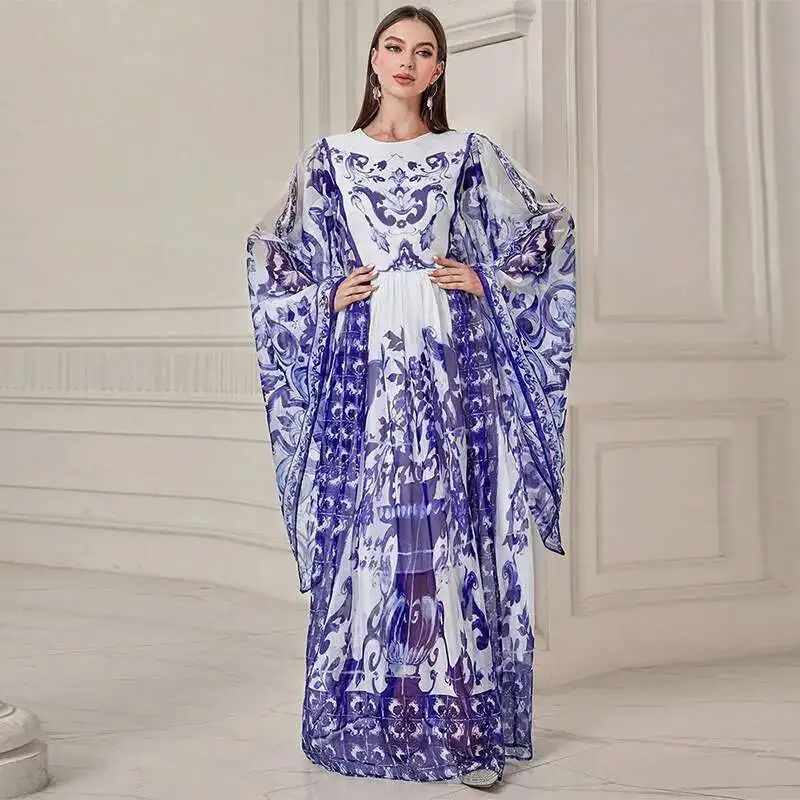Ky244 Ethnic Dress Round Neck Horn Long Sleeve Printed Chiffon Bridesmaid Dress Robe Abaya Ramadan Dubai Luxury Islam Elegant
Ky244 Ethnic Dress Round Neck Horn Long Sleeve Printed Chiffon Bridesmaid Dress Robe Abaya Ramadan Dubai Luxury Islam Elegant
