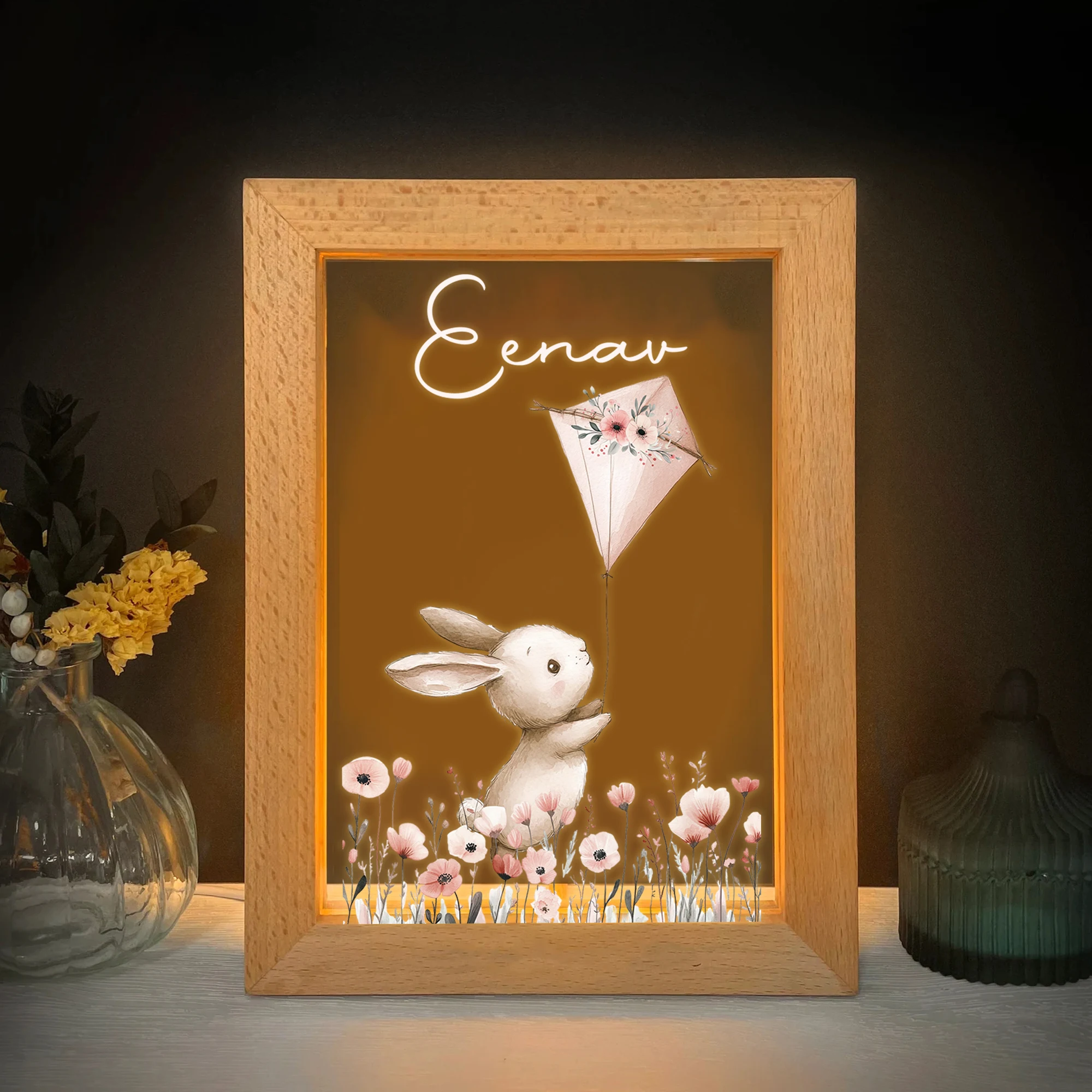 Custom Kids Name Cartoon Bunny Flying LED Acrylic Night Wood Frame Personalized Gift Animal Light Lamp kids Room Home Decor
Custom Kids Name Cartoon Bunny Flying LED Acrylic Night Wood Frame Personalized Gift Animal Light Lamp kids Room Home Decor