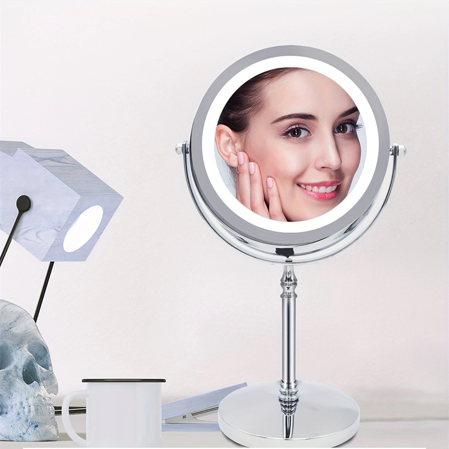 Double-sided 10X Magnifying LED Makeup Mirror for Vanity, 7 Inch Desktop Rotating Mirror, Perfect Gift
Double-sided 10X Magnifying LED Makeup Mirror for Vanity, 7 Inch Desktop Rotating Mirror, Perfect Gift