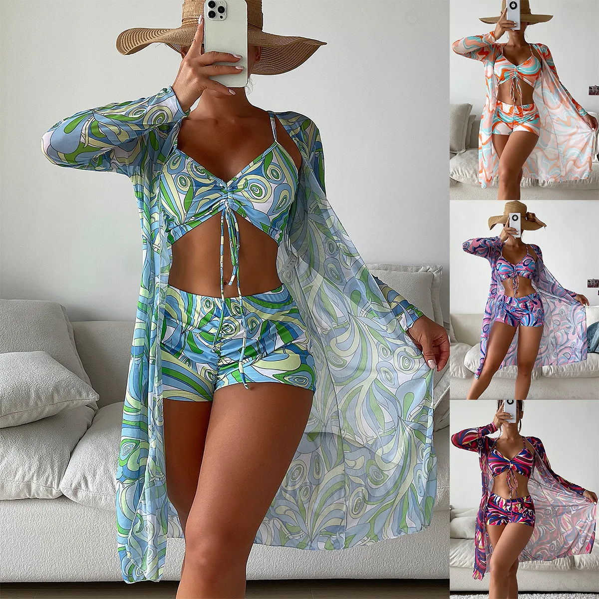 Swimwear Long Sleeve Printed Three Piece Set High Waist Bikini Women Swimsuit Beach Style Bikini Sexy Bathing Suit Women
Swimwear Long Sleeve Printed Three Piece Set High Waist Bikini Women Swimsuit Beach Style Bikini Sexy Bathing Suit Women