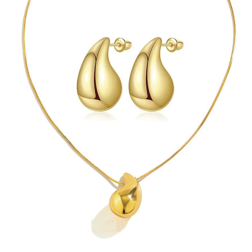 Gold Color Stainless Steel Goth Snake Chain Necklace Jewelry Sets for Women Lightweight Hoops Chunky Water Drop Earrings Gift
Gold Color Stainless Steel Goth Snake Chain Necklace Jewelry Sets for Women Lightweight Hoops Chunky Water Drop Earrings Gift