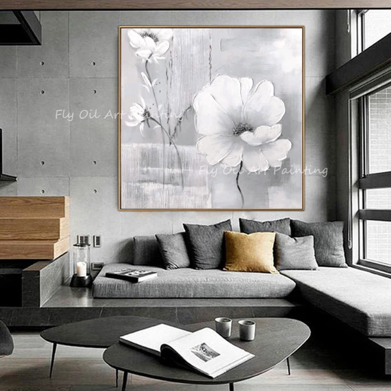 100% hand painted white flower with grey canvas artwork landscape modern nordic simple oil painting for office living room decor
100% hand painted white flower with grey canvas artwork landscape modern nordic simple oil painting for office living room decor