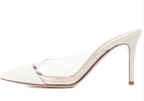 Новые женские белые кожаные прозрачные туфли из ПВХ с острым носком на тонком каблуке без шнуровки, женские современные тапочки на высоком каблуке
Новые женские белые кожаные прозрачные туфли из ПВХ с острым носком на тонком каблуке без шнуровки, женские современные тапочки на высоком каблуке