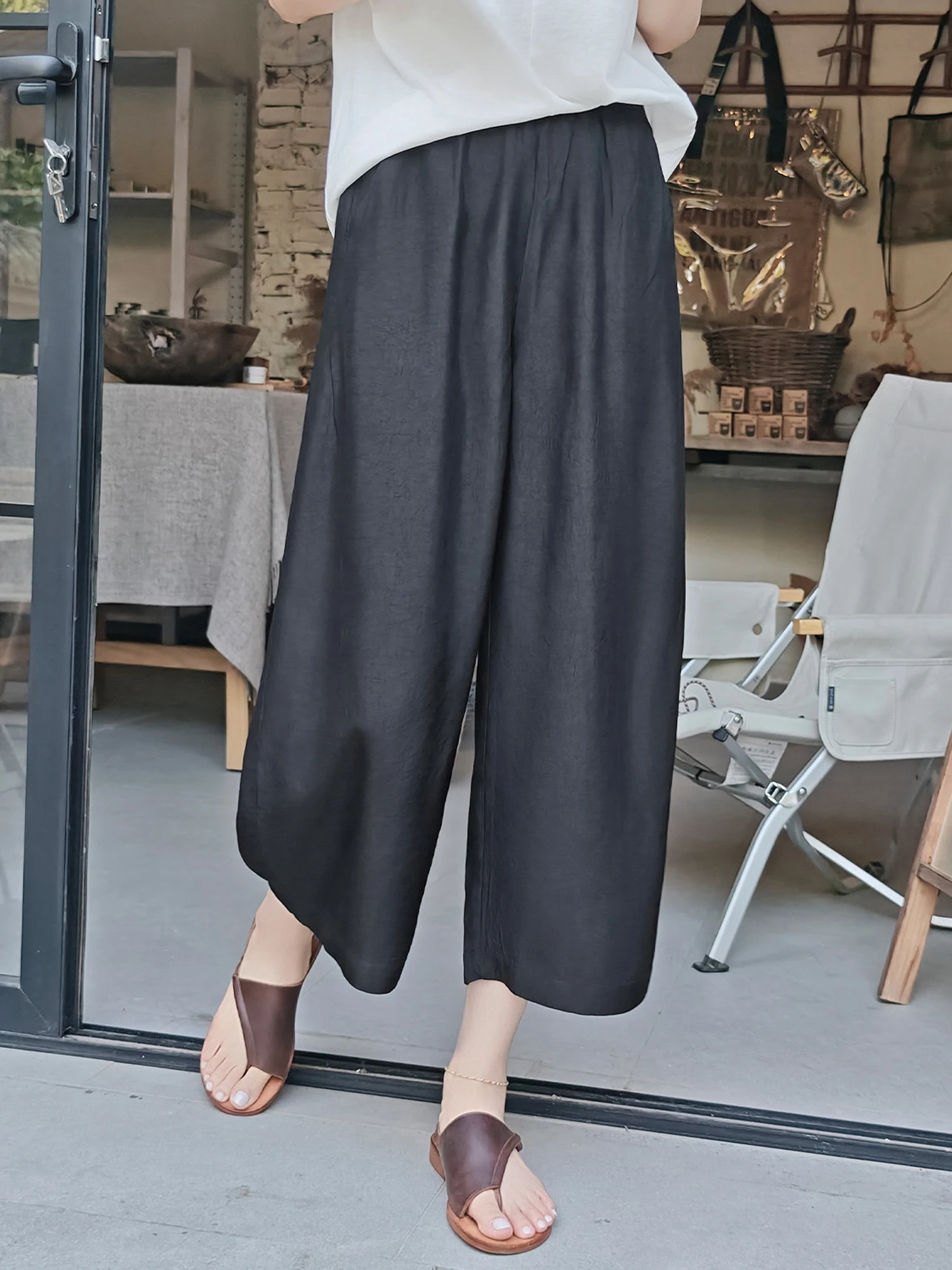 Textured Wide Leg Nine-Tenths Casual Pants Women's Summer Cool Cool Pants Acetate Fiber Natural Waist Loose Fit Straight Leg
Textured Wide Leg Nine-Tenths Casual Pants Women's Summer Cool Cool Pants Acetate Fiber Natural Waist Loose Fit Straight Leg