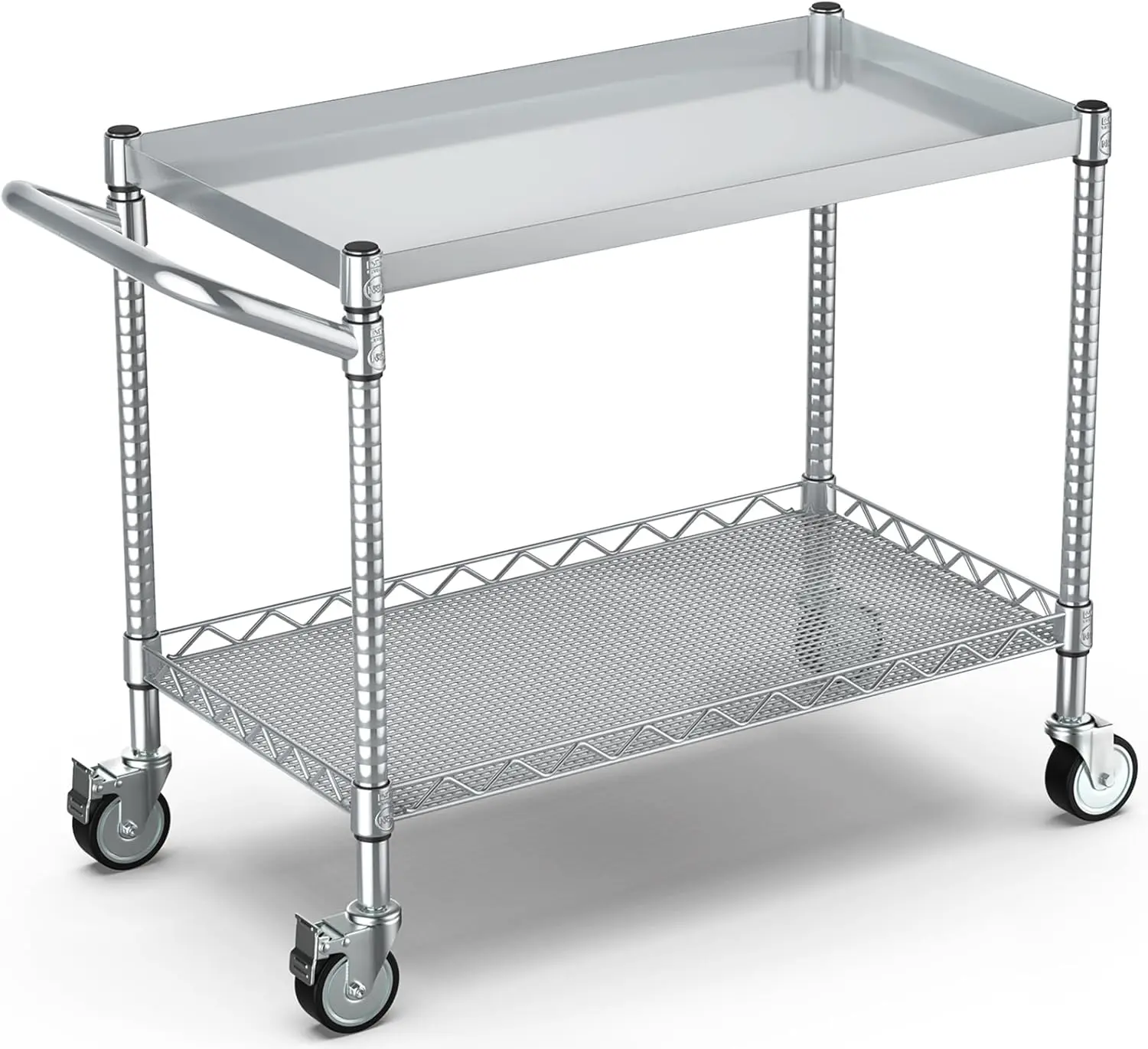 2 Tier Utility Cart with Wheels, Heavy Duty Rolling Cart with Handle, Metal Serving Cart for Warehouse Kitchen Garage, 25"D x
2 Tier Utility Cart with Wheels, Heavy Duty Rolling Cart with Handle, Metal Serving Cart for Warehouse Kitchen Garage, 25"D x