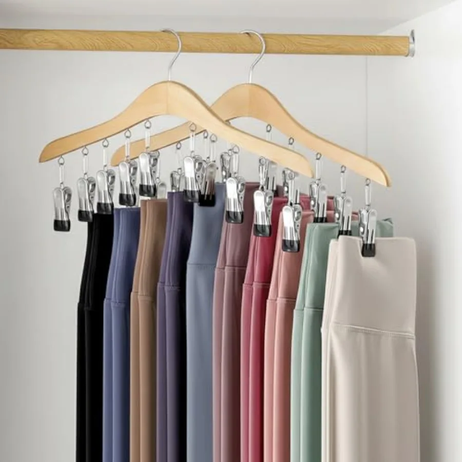 Legging Organizer for Closet, Wooden Yoga Pants Hangers 2 Pack with 10 Clips Holds 20 Leggings, Space Saving Hanging Closet Org
Legging Organizer for Closet, Wooden Yoga Pants Hangers 2 Pack with 10 Clips Holds 20 Leggings, Space Saving Hanging Closet Org