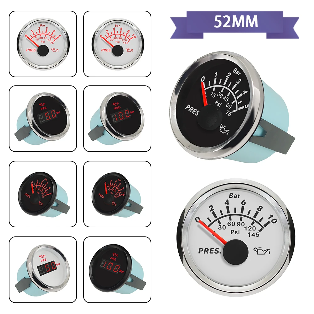 Манометр для автомобиля, лодки, 52 мм, 0-5 бар, 0-75psi, 0-10 бар, 0-psi, с красной подсветкой, 9-32 В
Манометр для автомобиля, лодки, 52 мм, 0-5 бар, 0-75psi, 0-10 бар, 0-psi, с красной подсветкой, 9-32 В