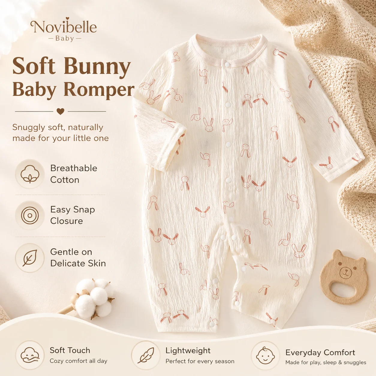 Baby Summer Romper Cotton Newborn Jumpsuit Lightweight Breathable Bunny Print Baby Onesie Long Sleeve Snap Closure Infant
Baby Summer Romper Cotton Newborn Jumpsuit Lightweight Breathable Bunny Print Baby Onesie Long Sleeve Snap Closure Infant