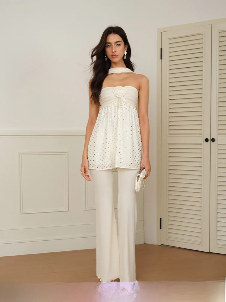 Ruched Polka Dot Beaded Flower A-Line Vest Pants Sa Set Women's Summer Thin Original Design Printed Two-Piece Suit
Ruched Polka Dot Beaded Flower A-Line Vest Pants Sa Set Women's Summer Thin Original Design Printed Two-Piece Suit