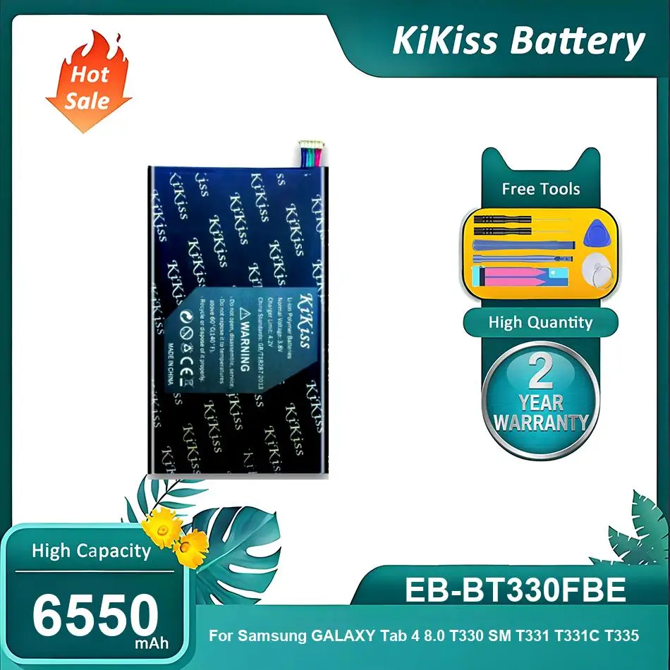 KiKiss Battery For Samsung Galaxy Tab 4 8.0 T330 SM T331 T331C T335,EB-BT330FBE,6550mAh
KiKiss Battery For Samsung Galaxy Tab 4 8.0 T330 SM T331 T331C T335,EB-BT330FBE,6550mAh