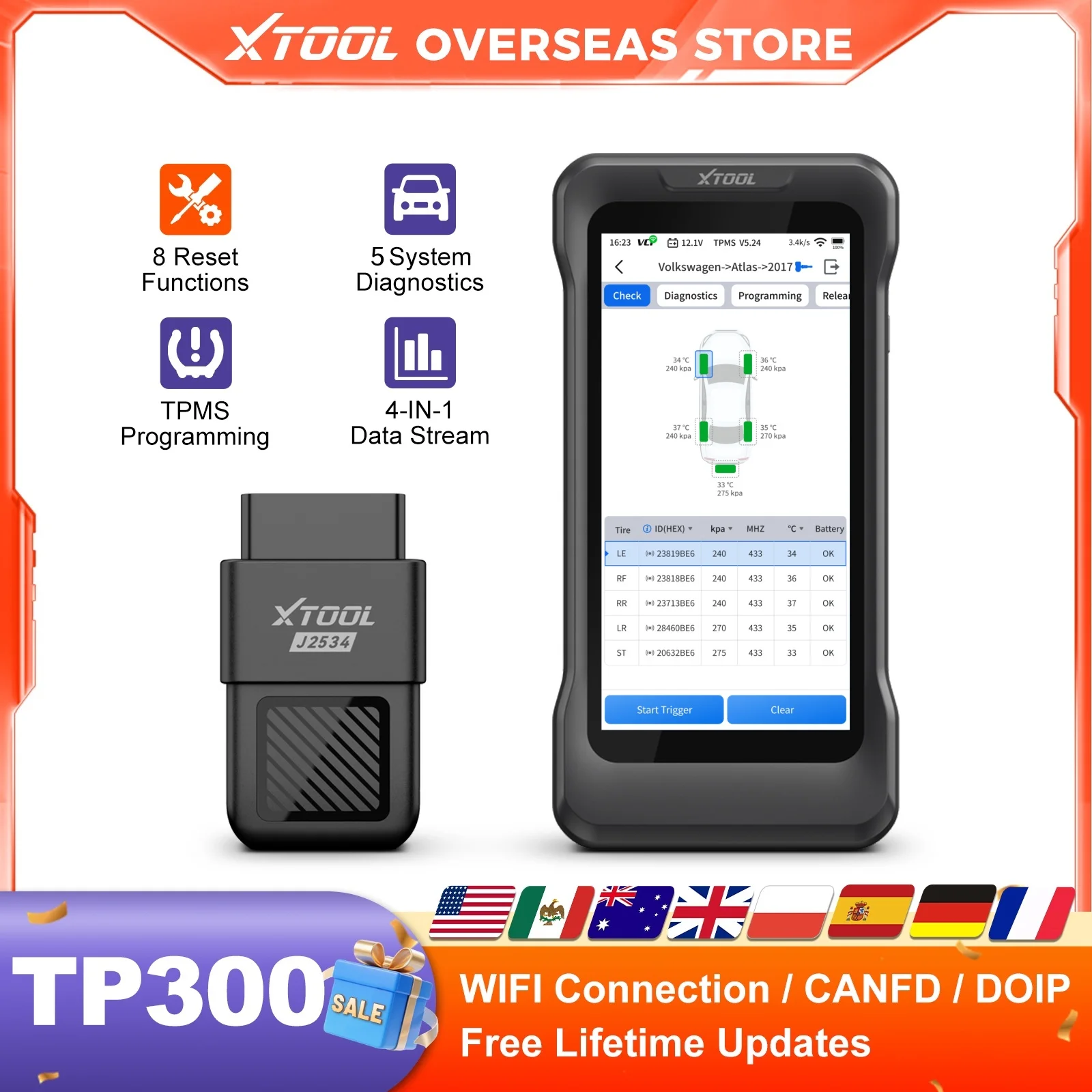 XTOOL TP300 TPMS Sensor Activation Programmer Tire Pressure Monitor 5 Systems Diagnostic Upgraded of TP150 Lifetime Free Update
XTOOL TP300 TPMS Sensor Activation Programmer Tire Pressure Monitor 5 Systems Diagnostic Upgraded of TP150 Lifetime Free Update