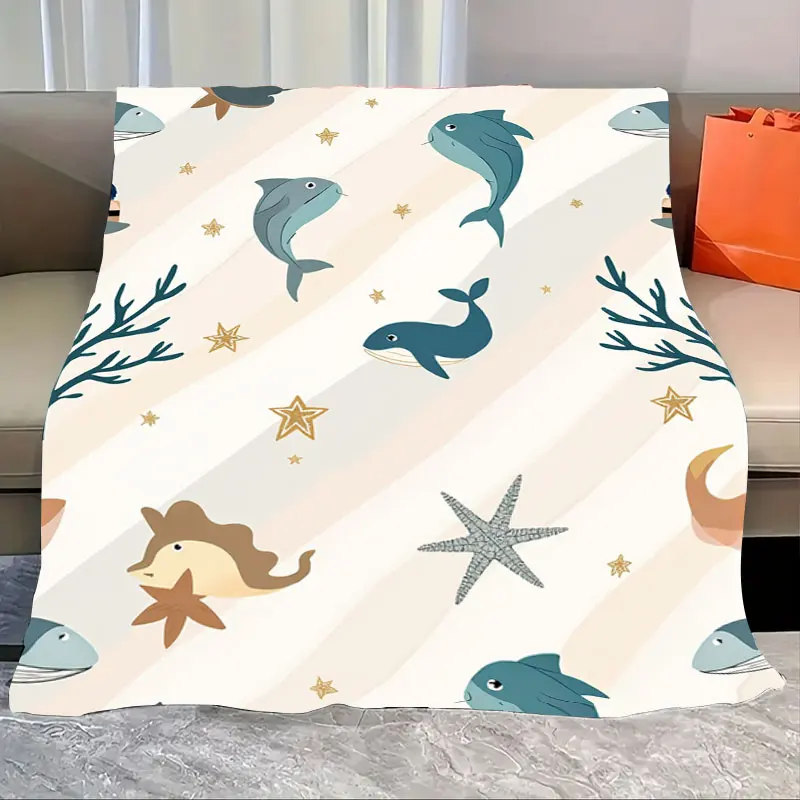 1pc Flannel Blanket Cute Sea Life Blanket with Dolphins and Starfish for Kids Room Decor
1pc Flannel Blanket Cute Sea Life Blanket with Dolphins and Starfish for Kids Room Decor