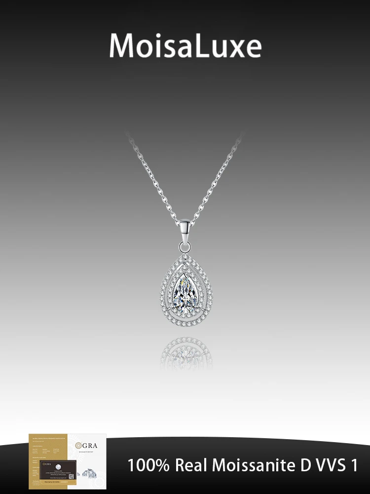 MoisaLuxe Official Store 925 Silver Women's Water Drop Pear-shaped Hollow Pendant Full Of Moissanite Necklace Clavicle Chain
MoisaLuxe Official Store 925 Silver Women's Water Drop Pear-shaped Hollow Pendant Full Of Moissanite Necklace Clavicle Chain